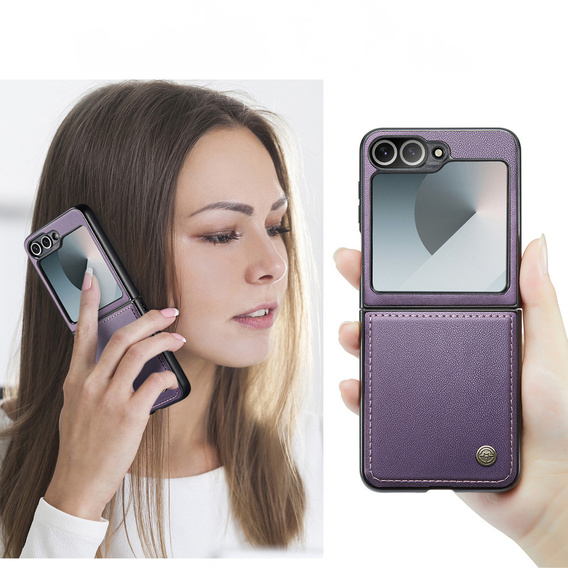 Etui do Samsung Galaxy Z Flip7, CASEME Litchi Leather, fioletowe