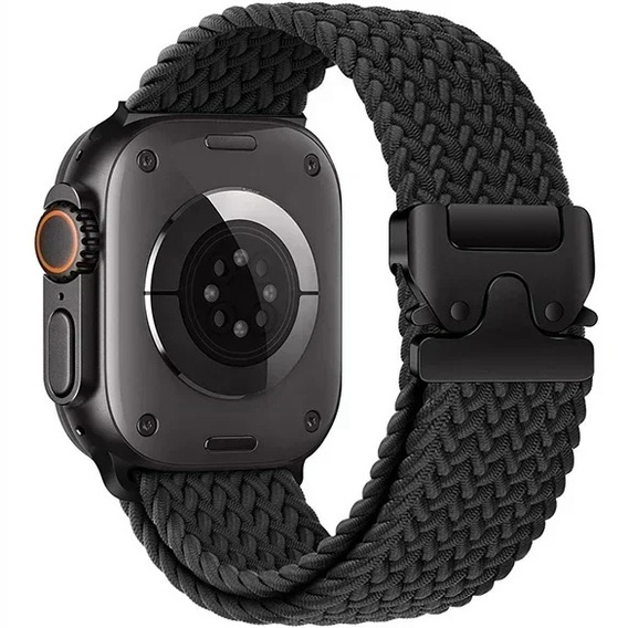 Pleciony Pasek Nylonowy z Klamrą do Apple Watch 1/2/3/4/5/6/7/8/9/10/11/SE 38/40/41/42mm – Czarny