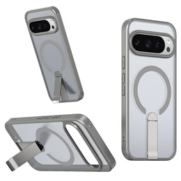 Etui do Google Pixel 10 Pro XL, Fusion Hybrid, do MagSafe, z podstawką, szare