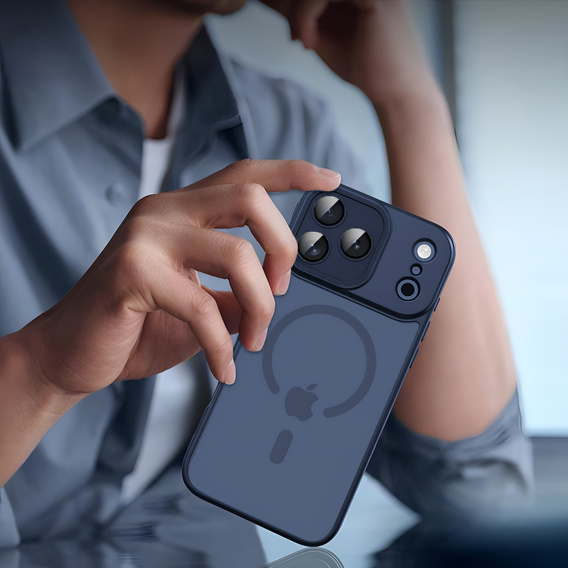 Etui do iPhone 17 Pro Max, do MagSafe, ERBORD Matt Case, granatowe