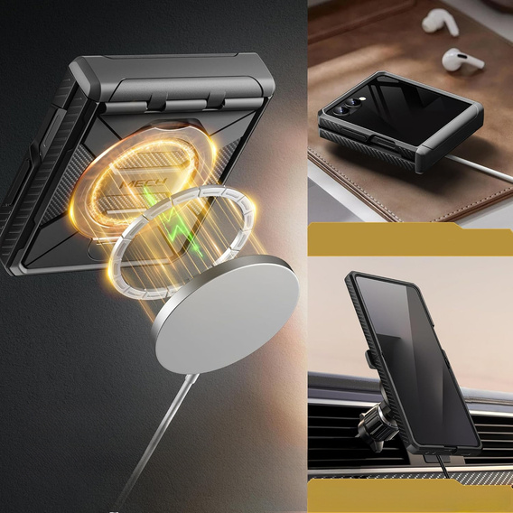 Etui do Samsung Galaxy Z Flip 7, Tongate MECH Magsafe, czarne