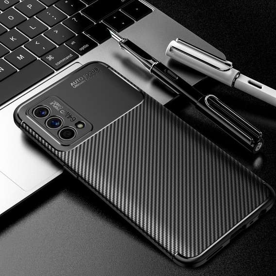 Etui Carbon Gel do Realme GT Master Edition, czarne z ochroną aparatu + Szkło