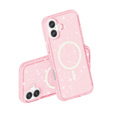 Etui do iPhone 17, do MagSafe, brokatowe, półprzezroczyste różowe