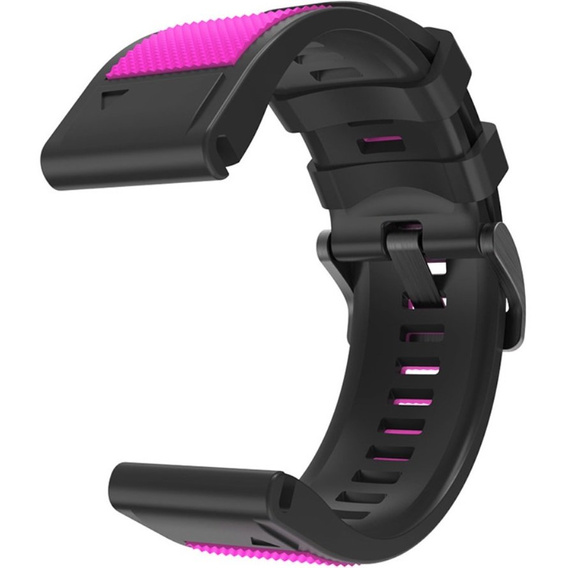 Pasek Silikonowy do Garmin Fenix 5X/6X/7X, Różowy / Czarny