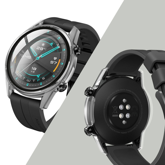 2w1 Etui + Szkło Hartowane do Huawei Watch GT 2 46mm, Przezroczyste