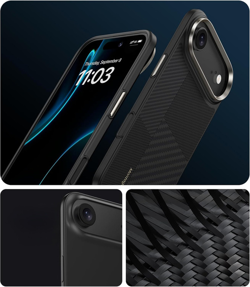 Etui Benks Montage Magnetic Armor Air Kevlar (600D/1500D) z metalową ramką MB68 do iPhone Air – czarny