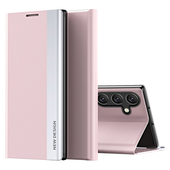 Etui z klapką do Samsung Galaxy S24 FE, Side Magnetic, różowe