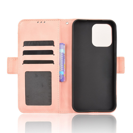 Etui z klapką do Oppo A6 Pro 5G, Card Slot, różowe