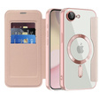 Etui z klapką do iPhone 16E, RFID Wallet MagSafe z ochroną aparatu, różowe