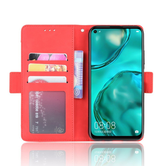 Etui z klapką do Huawei P40 Lite, Card Slot, czerwone