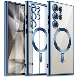 Etui do Samsung Galaxy S24 Ultra, Electro MagSafe, niebieskie + Szkło Full Glue Ceramic