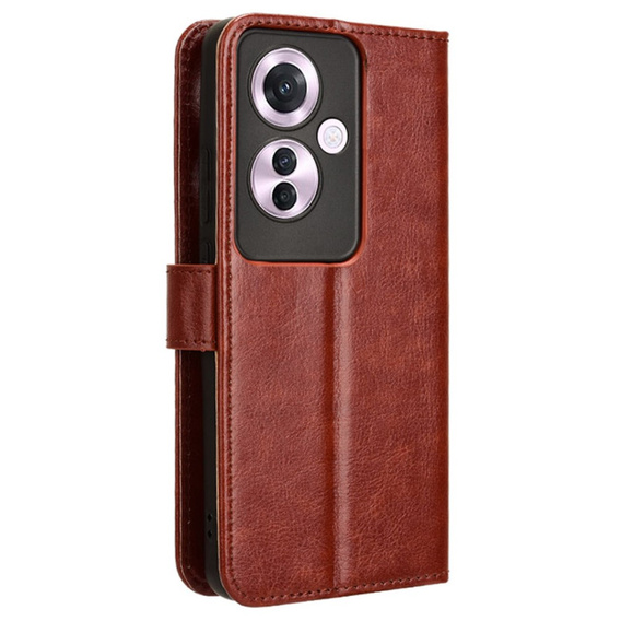 Etui z klapką do Oppo Reno 11F 5G, Crazy Horse Wallet, brązowe