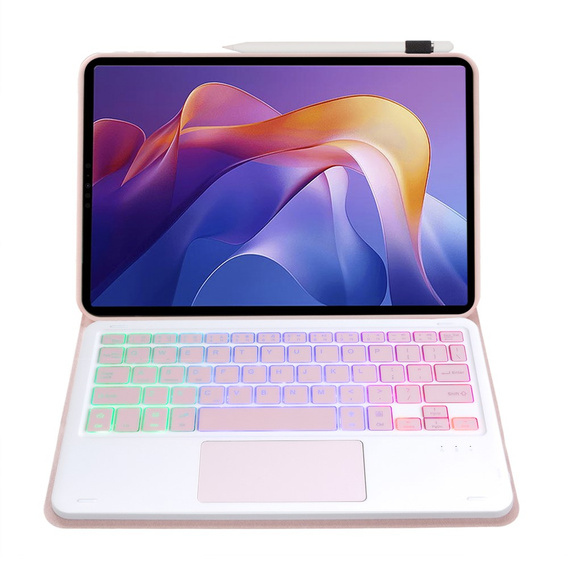 Etui z klawiaturą Bluetooth i touchpadem do Xiaomi Redmi Pad 2 – różowe