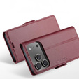 Etui do iPhone 17 Pro Max, ERBORD Glossy Litchi, portfel z klapką, czerwone