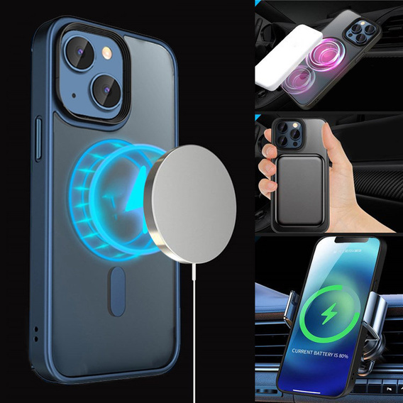 Etui Mocolo do iPhone 14 Plus, MagSafe, niebieskie