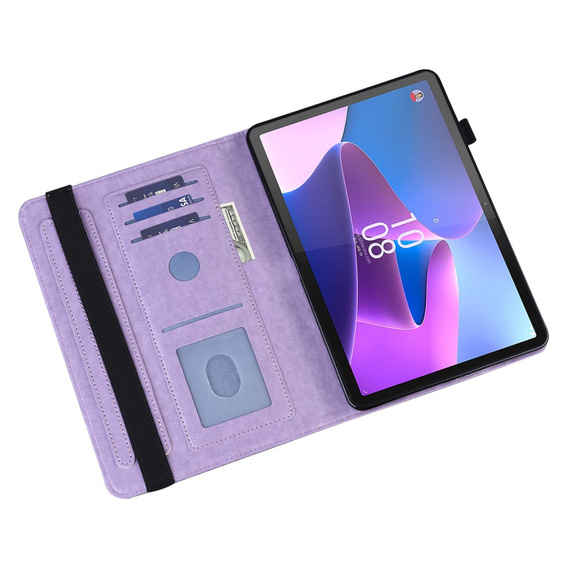Etui z klapką do Lenovo Pad M9, flower, fioletowe