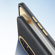 Etui skórzane do Honor 200 Pro 5G – czarne, z metalową ramką na aparat