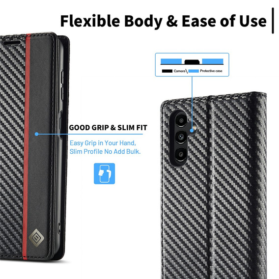 Etui z klapką do Samsung Galaxy S25 FE, Carbon LC.IMEEKE, czarne