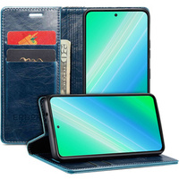 Etui z klapką do Samsung Galaxy S23, ERBORD Waxy Wallet, niebieskie