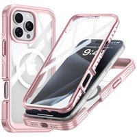 Etui do iPhone 16 Pro Max, Shockproof, ze szkłem, do MagSafe, różowe