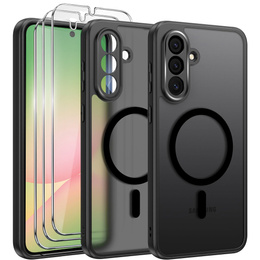 Zestaw Etui do Samsung Galaxy A56 5G, do MagSafe, ERBORD Matt Case, czarny + 3x Szkło na ekran
