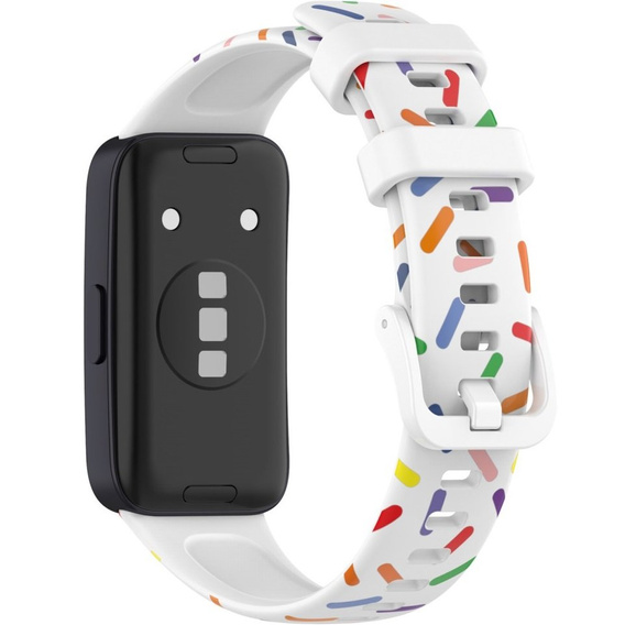 Pasek Silikonowy do Huawei Band 8 / Huawei Band 9 / Huawei Band 10, Biały / Wielokolorowy