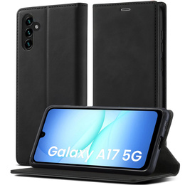 Etui z klapką do Samsung Galaxy A17 5G, Smart Suede - czarne