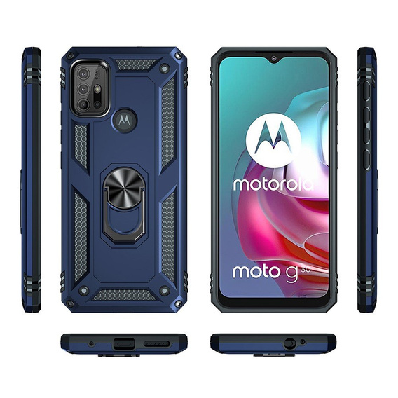 Etui pancerne do Motorola Moto G10/G30, Nox Case Ring, niebieskie