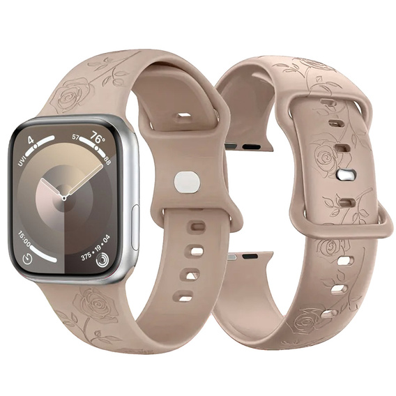 Pasek Silikonowy do Apple Watch 1/2/3/4/5/6/7/8/9/10/11/SE 38/40/41/42mm, Rose, Beżowy