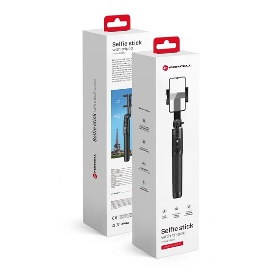 FORCELL Uchwyt F-GRIP S150XL Selfie Stick Tripod + Pilot Bluetooth, czarny