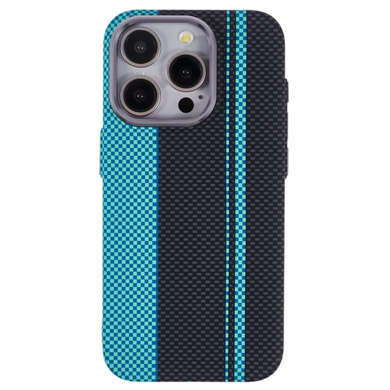 Etui do iPhone 14 Pro Max, Carbon Fiber MagSafe, czarne / niebieskie