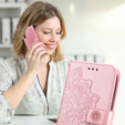Etui z klapką do Samsung Galaxy A14 4G/5G, Mandala, różowe rose gold