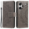 Etui z klapką do Xiaomi Redmi Note 13 Pro+, Mandala, szare