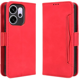 Etui z klapką do Oppo Reno 14 F / 14 FS, Card Slot, czerwone