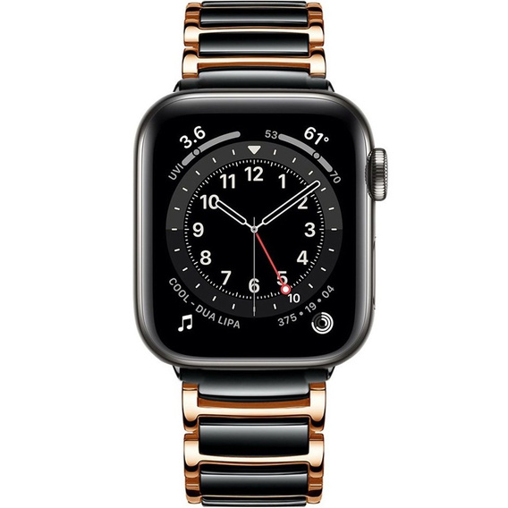 Bransoleta do Apple Watch 1/2/3/4/5/6/7/8/9/10/11/SE Ultra 1/2/3 42/44/45/46/49mm, Czarna / Różowe złoto