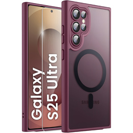 Etui do Samsung Galaxy S25 Ultra, do MagSafe, ERBORD Matt Case, bordowe + Szkło na ekran