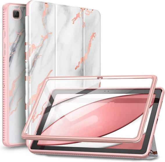 Etui do Samsung Galaxy Tab A7, Suritch Full Body Basic Marble, różowe