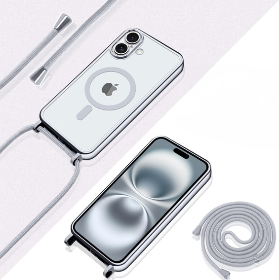 Etui do iPhone 17, Electro MagSafe, srebrne + Smycz