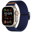 Pasek Nylonowy do Apple Watch 1/2/3/4/5/6/7/8/9/10/11/SE Ultra 1/2/3 42/44/45/46/49mm, elastyczny, Granatowy