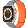 Pasek Silikonowy do Apple Watch 1/2/3/4/5/6/7/8/9/10/11/SE Ultra 1/2/3 42/44/45/46/49mm, Szary/Pomarańczowy