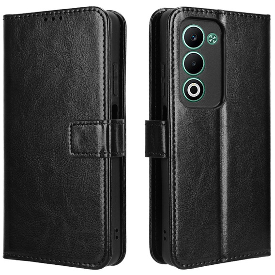 Etui z klapką do Oppo A5 5G / A5m, Crazy Horse Wallet, czarne