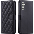Etui z klapką do Samsung Galaxy A16 / A16 5G, Rhombus Crossbody Leather, czarne