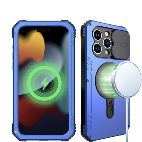 Etui do iPhone 15 Pro, DefenderMag, niebieskie