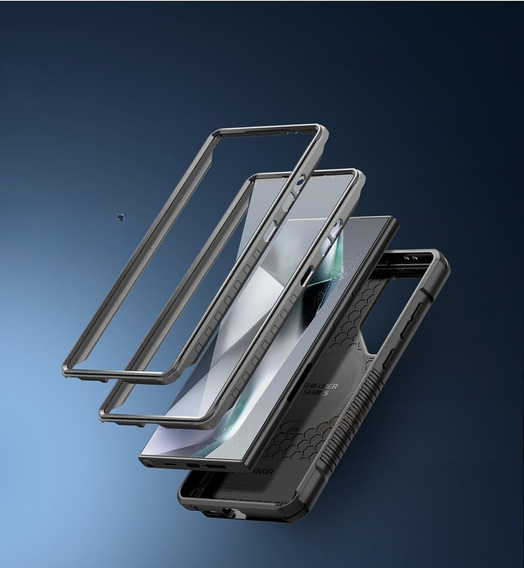 Dexnor – etui pancerne z podstawką i ochroną ekranu do Samsung Galaxy S24 Ultra - czarne