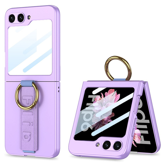 Etui GKK do Samsung Galaxy Z Flip7 FE / Z Flip6, Ring Holder, z paskiem, fioletowe