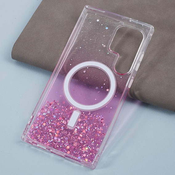 Etui do Samsung Galaxy S24 Ultra, Glittery, do MagSafe, różowe
