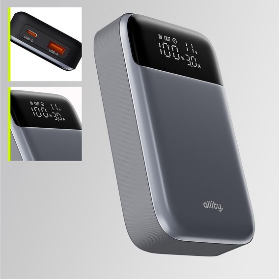 Allity Power Bank APB-200 PD QC 33W 10000 mAh – szary