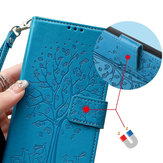 Etui z klapką do Samsung Galaxy M15 5G, Tree, niebieskie