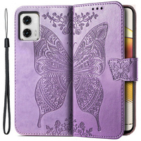 Etui z klapką do Motorola Moto G73 5G, Butterfly, fioletowe