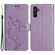 Etui z klapką do Samsung Galaxy A25 5G, Butterfly, fioletowe + szkło 9H